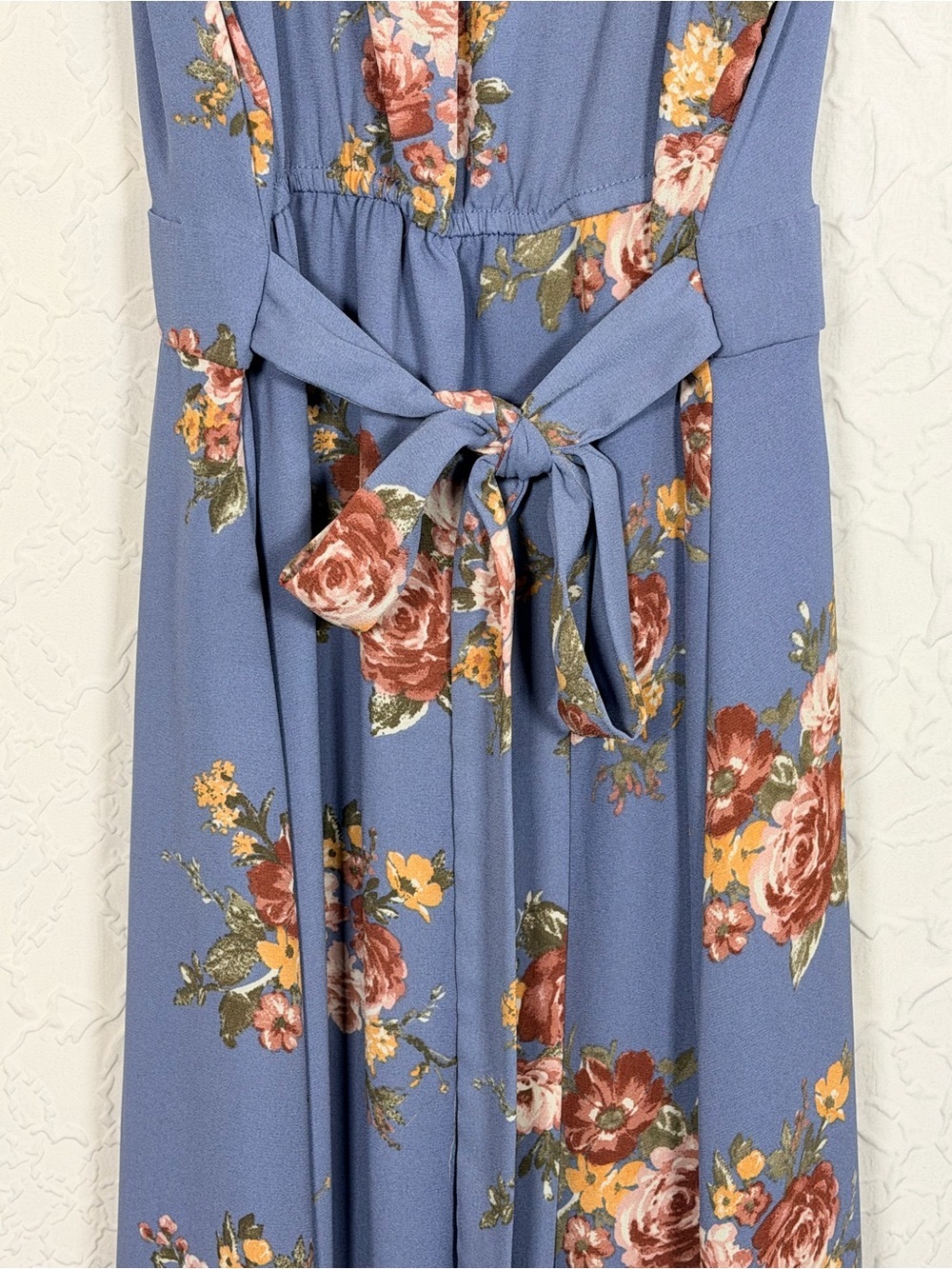 Inspired Hearts Floral Wrap Ruffle Dusty Blue Sz M - Picture 9 of 13